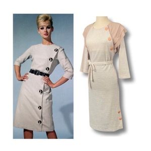 Vintage 1960s Size 12 Woven Knit Sheath Wiggle Dress